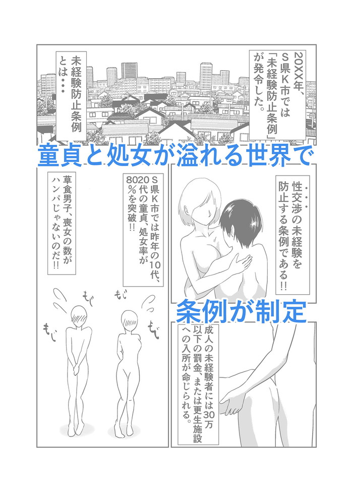 【エロ漫画】童貞と処女はすぐに性体験をしなければできない法律ができたので憧れの存在であるくびれボイン美女の年上幼馴染のおっぱい揉んで手マンし放題ww法律だからと言いなり状態にさせてランジェリー脱がせたらマンぐり返しで種付けプレスw02枚目